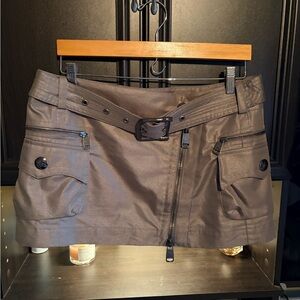 Like New Burberry Gunmetal/Bronze-ish Mini Skirt with Button and Zipper Detail